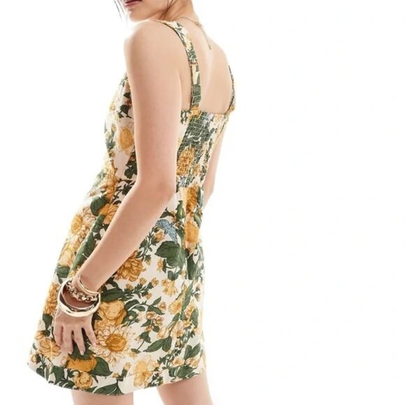 Abercrombie and Fitch Green Floral Linen Dress - Picture 2 of 5